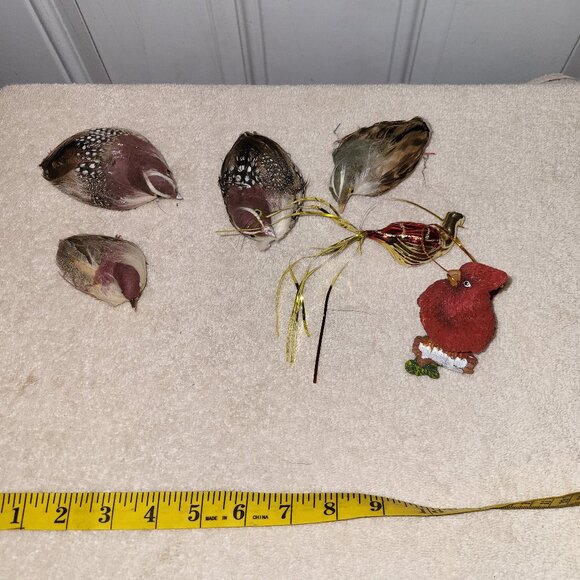 4 Vtg Christmas Ornament Bird Brown Feathers + 2 BONUS BIRDS SEE PICTURES GUC - Picture 1 of 6